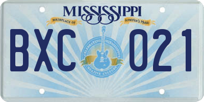 MS license plate BXC021