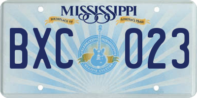MS license plate BXC023