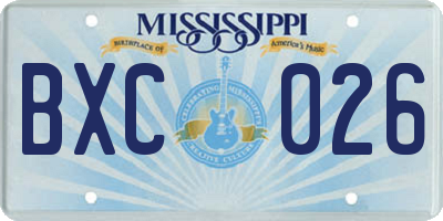 MS license plate BXC026