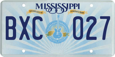MS license plate BXC027