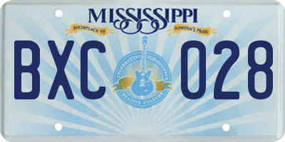 MS license plate BXC028
