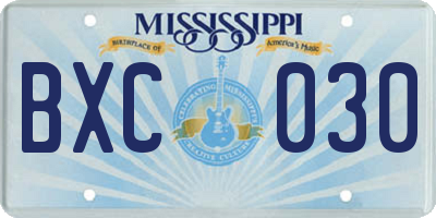 MS license plate BXC030