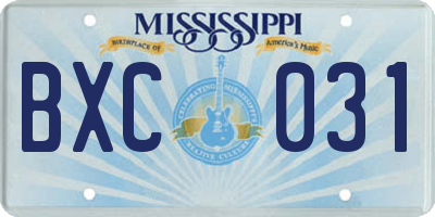 MS license plate BXC031