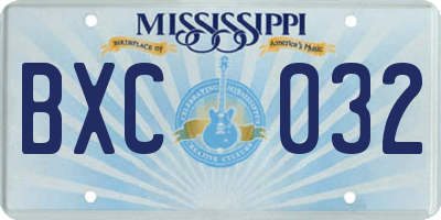 MS license plate BXC032