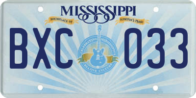 MS license plate BXC033