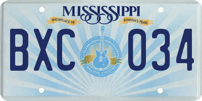 MS license plate BXC034
