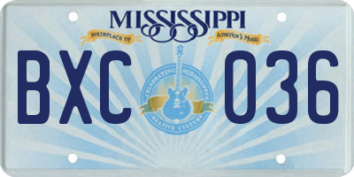 MS license plate BXC036
