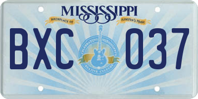 MS license plate BXC037