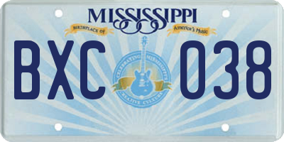 MS license plate BXC038