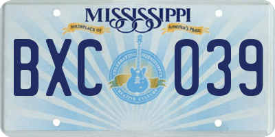 MS license plate BXC039