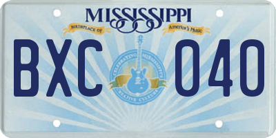 MS license plate BXC040