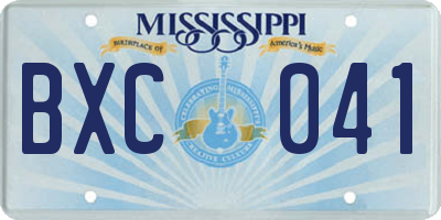 MS license plate BXC041