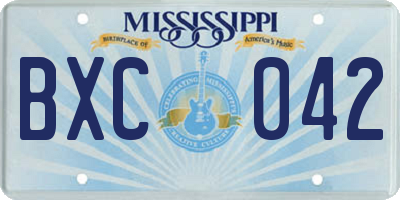 MS license plate BXC042