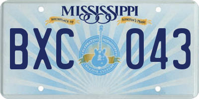 MS license plate BXC043