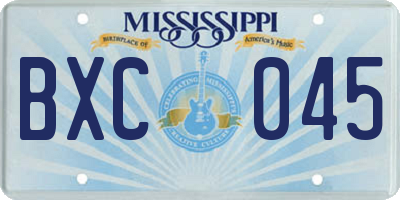 MS license plate BXC045