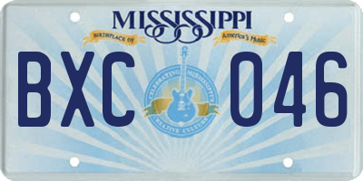 MS license plate BXC046