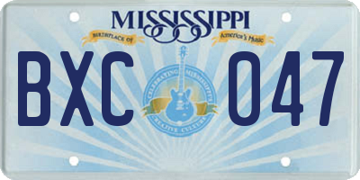 MS license plate BXC047