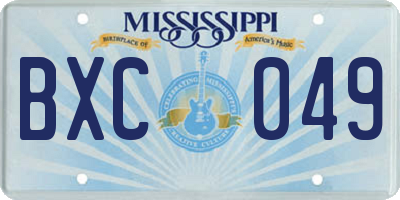 MS license plate BXC049