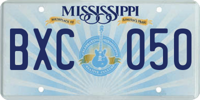 MS license plate BXC050
