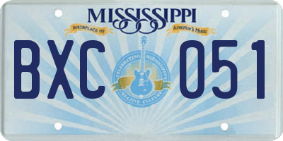 MS license plate BXC051