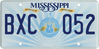 MS license plate BXC052