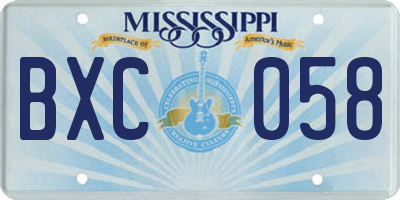 MS license plate BXC058