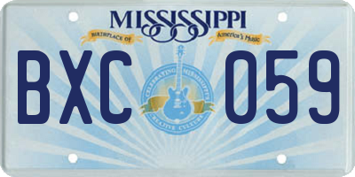 MS license plate BXC059