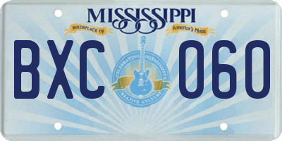 MS license plate BXC060