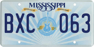 MS license plate BXC063