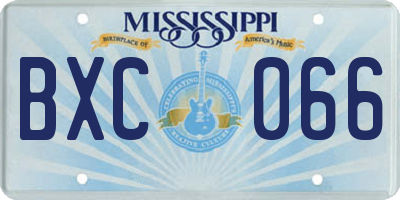 MS license plate BXC066