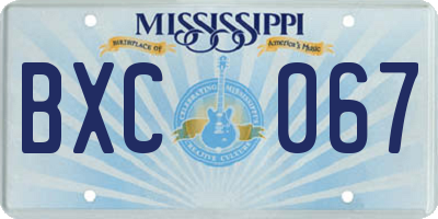 MS license plate BXC067