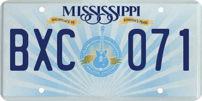 MS license plate BXC071