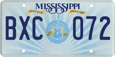 MS license plate BXC072