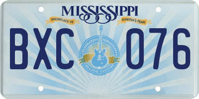 MS license plate BXC076