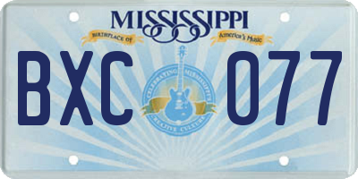 MS license plate BXC077
