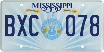 MS license plate BXC078