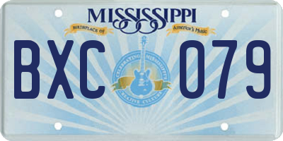 MS license plate BXC079