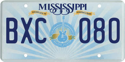MS license plate BXC080