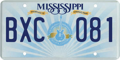 MS license plate BXC081