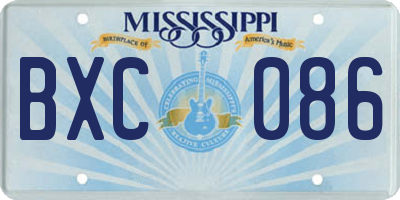 MS license plate BXC086