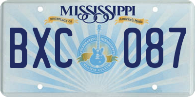 MS license plate BXC087