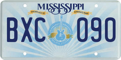 MS license plate BXC090