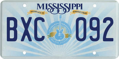 MS license plate BXC092