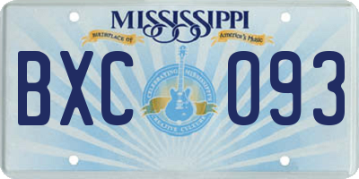 MS license plate BXC093