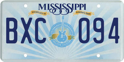 MS license plate BXC094