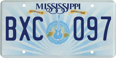 MS license plate BXC097
