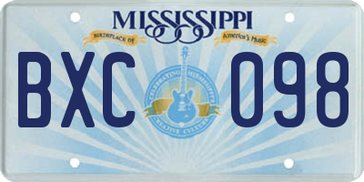 MS license plate BXC098