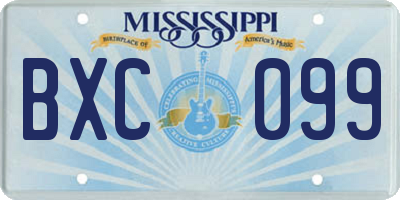 MS license plate BXC099
