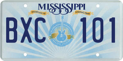 MS license plate BXC101
