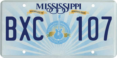 MS license plate BXC107